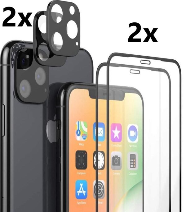 Iphone Screen Protector 2x + Camera Protector 2x - Screen Protector - Tempered Glass - Full Coverage - Fingerprint Compatible