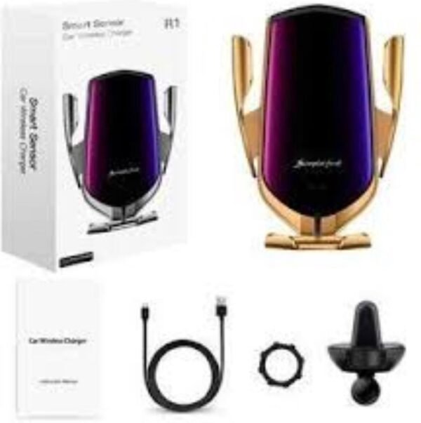 Car Phone Holder with Wireless Charger and Car Mount-360 Degree Rotation with Infrared - Smartphone holder with wireless charging