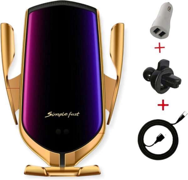 Car Phone Holder with Wireless Charger and Car Mount-360 Degree Rotation with Infrared - Smartphone holder with wireless charging