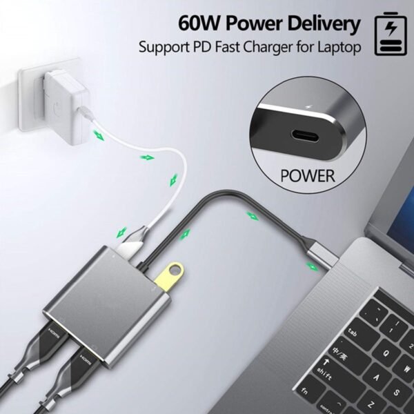 Type C Adapter - 4-in-1 USB-C naar 2X 4k HDMI