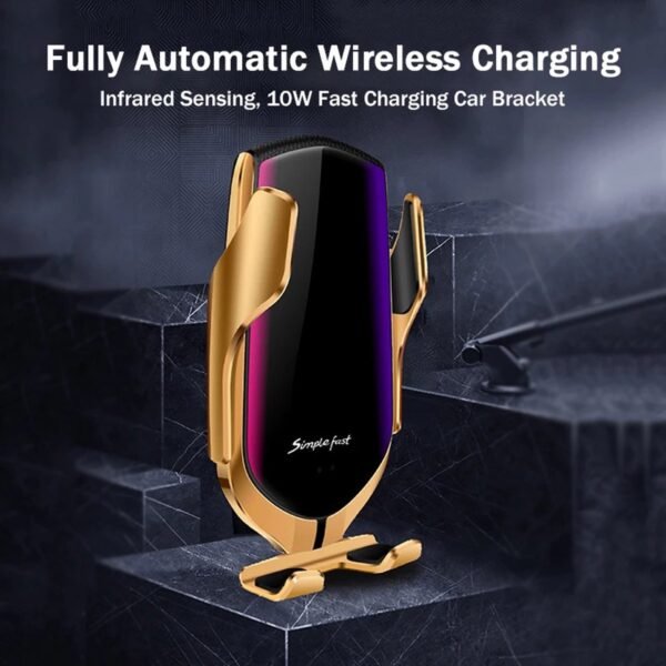 Car Phone Holder with Wireless Charger and Car Mount-360 Degree Rotation with Infrared - Smartphone holder with wireless charging