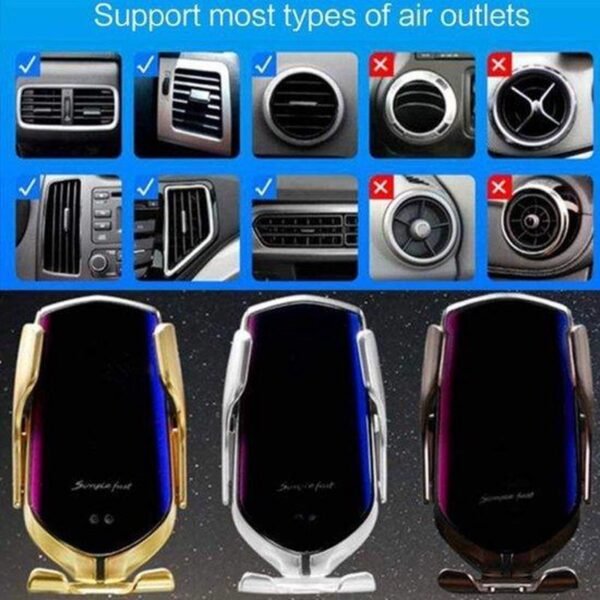 Car Phone Holder with Wireless Charger and Car Mount-360 Degree Rotation with Infrared - Smartphone holder with wireless charging