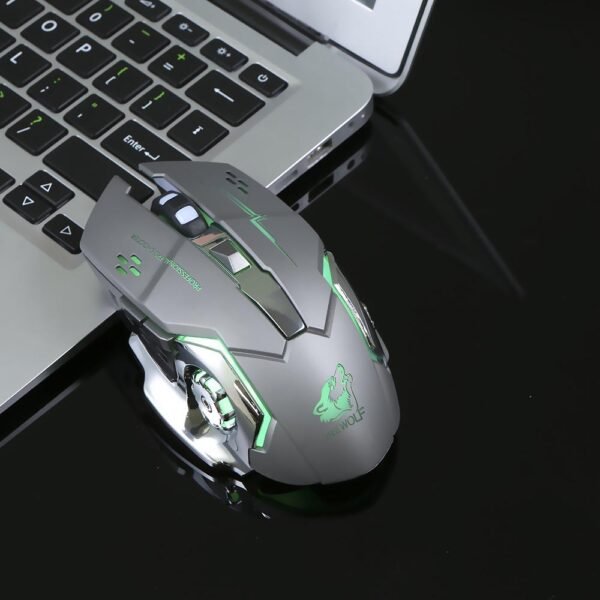 Draadloos+bluetooth gaming muis, ergonomisch ontwerp, stille klik, lichtgevende RGB, instelbare DPI, oplaadbare