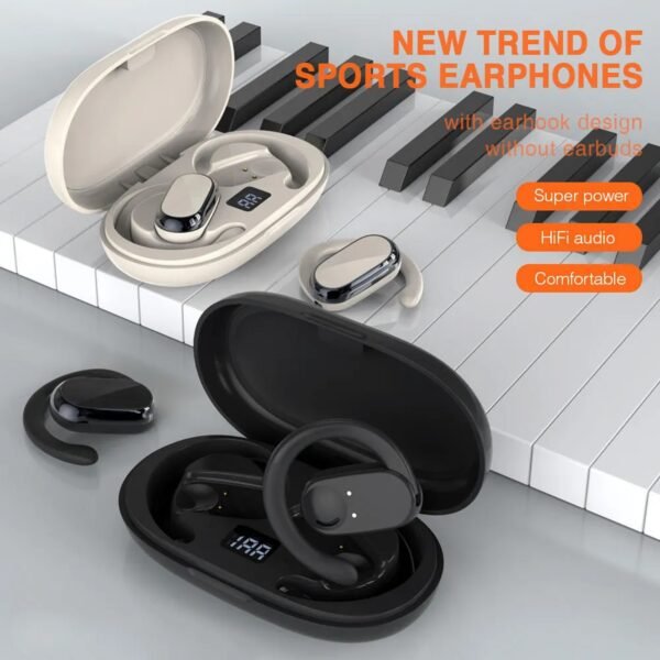 Wireless on-ear Earphones - with charging case - Bluetooth Earphones - Suitable for Apple and Android - Touch Control Open Ear waterproof sports earphones Earphones