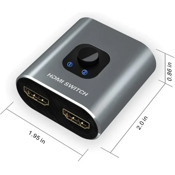 HDMI Switch - 2-in-1 Out / 1-in-2 Out – Bi-directional – Supports 4K-60Hz, 1080p-120Hz