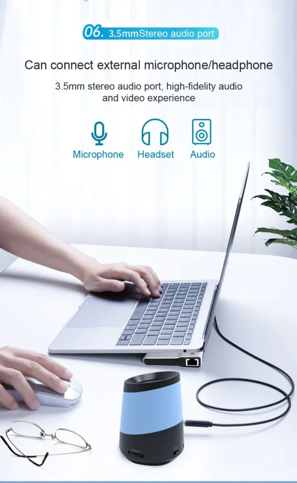 12-in-1 USB-C Hub Adapter - USB C Docking Station with Dual HDMI