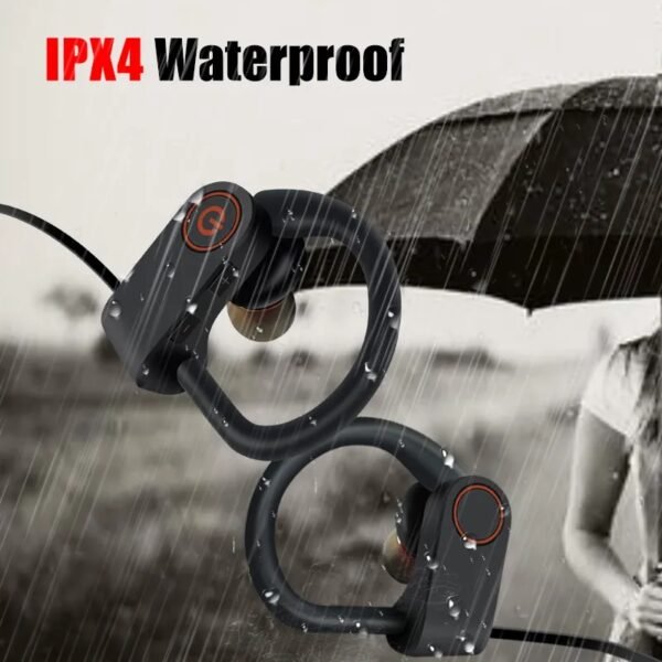 Sports Ear hook Earphone sweat-Proof Waterproof Bluetooth 5.3 Stereo Earbuds – Secure Fit for Sports & Gym