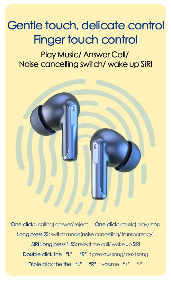 Active Noise Cancelling Wireless Earbuds with Charging Case
