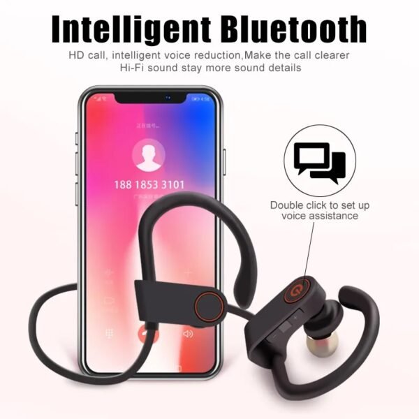 Sports Ear hook Earphone sweat-Proof Waterproof Bluetooth 5.3 Stereo Earbuds – Secure Fit for Sports & Gym