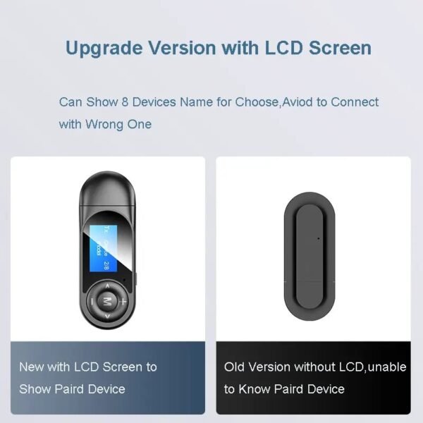 Bluetooth Receiver + Transmitter 2 In 1, Bluetooth adapter, connect to two devices, with display