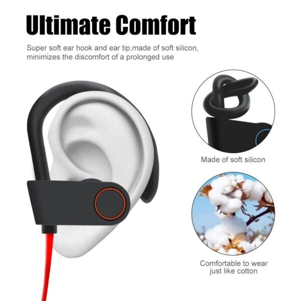 Sports Ear hook Earphone sweat-Proof Waterproof Bluetooth 5.3 Stereo Earbuds – Secure Fit for Sports & Gym