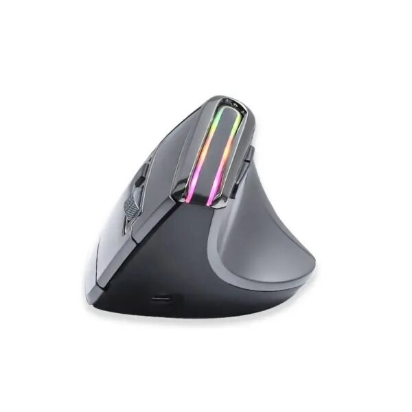 Vertical Bluetooth+Wireless Ergonomic Rechargeable Mouse, Right-handed, Silent Click, Luminous RGB, 2400 Adjustable DPI, 8 Keys