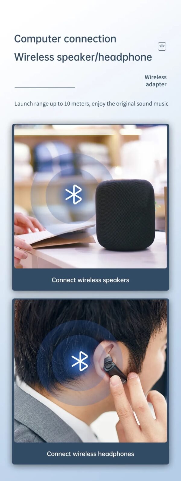 Bluetooth Receiver + Transmitter 2 In 1, Bluetooth adapter, connect to two devices, with display