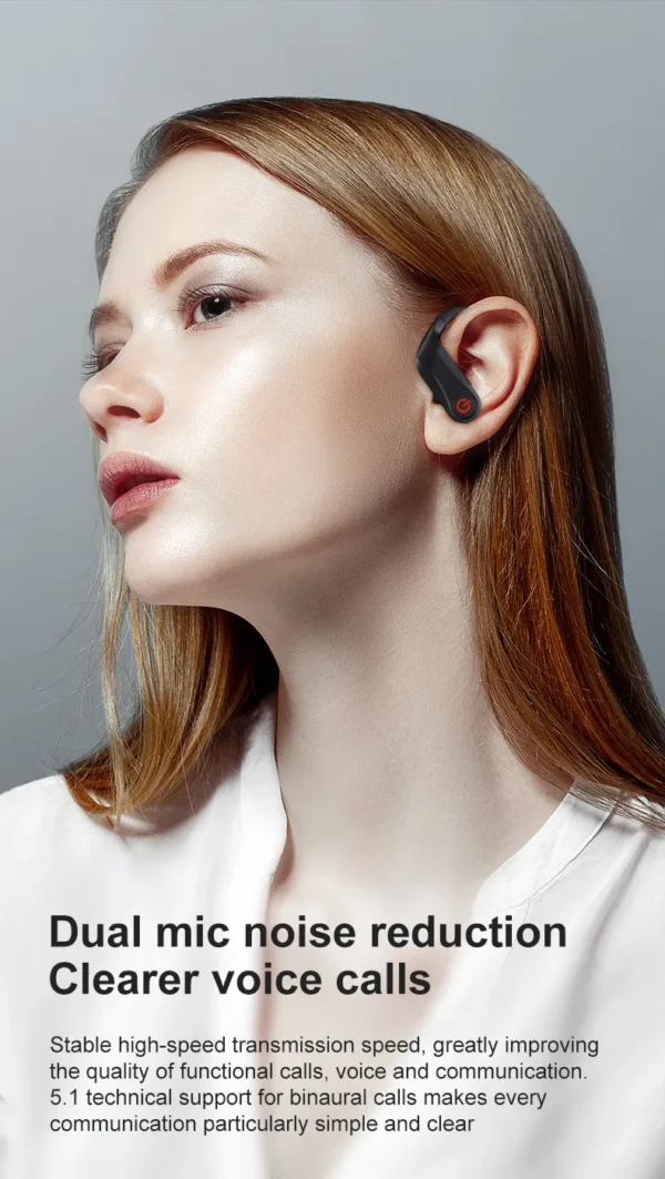 Anti-Fall Sport Earphones with Secure Hooks & 15h Long Battery Life for Active Use
