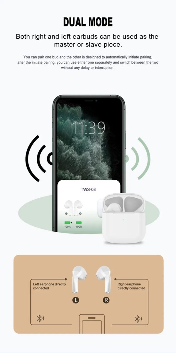 Wireless Bluetooth in-ear earphones