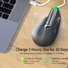 Vertical Bluetooth+Wireless Ergonomic Rechargeable Mouse, Right-handed, Silent Click, Luminous RGB, 2400 Adjustable DPI, 8 Keys