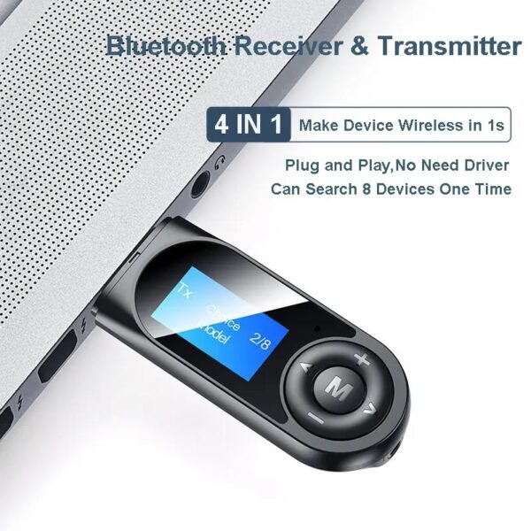 Bluetooth Receiver + Transmitter 2 In 1, Bluetooth adapter, connect to two devices, with display