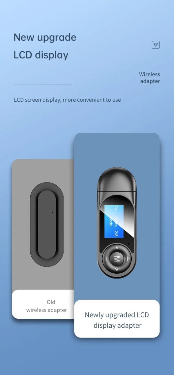 Bluetooth Receiver + Transmitter 2 In 1, Bluetooth adapter, connect to two devices, with display