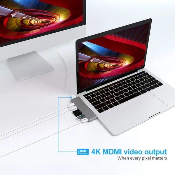 Macbook Pro/Air Docking Station with HDMI 4K - USB-C Hub with 4K HDMI, USB 3.0 and SD Card Reader - Docking Station - 7 in 1