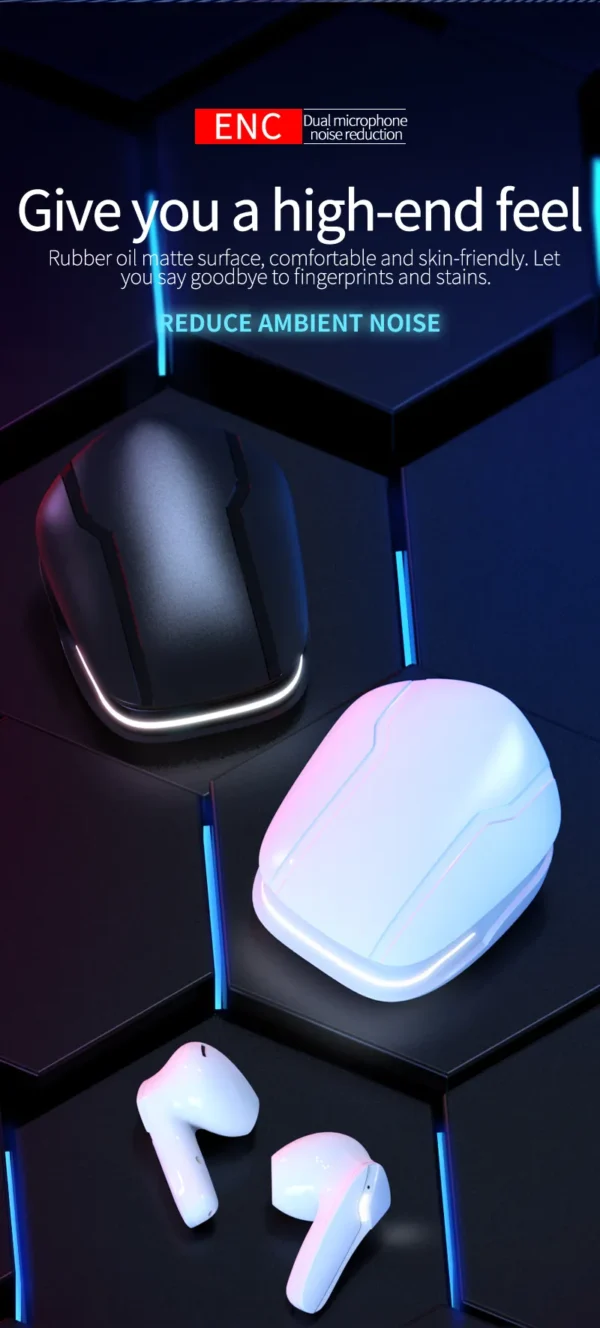 Gaming ENC BT5.2 Wireless Earbuds – Low Latency, Clear Communication, and Superior Comfort
