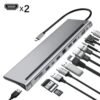 12-in-1 USB-C Hub Adapter - USB C Docking Station with Dual HDMI