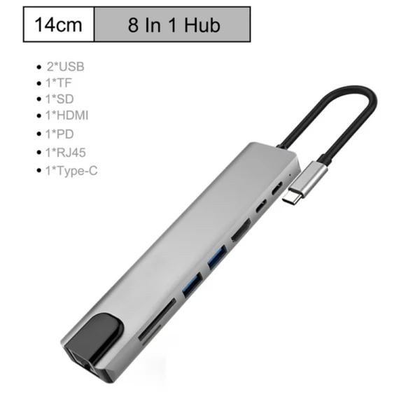 Docking Station with HDMI 4K- USB C HUB 8 in 1