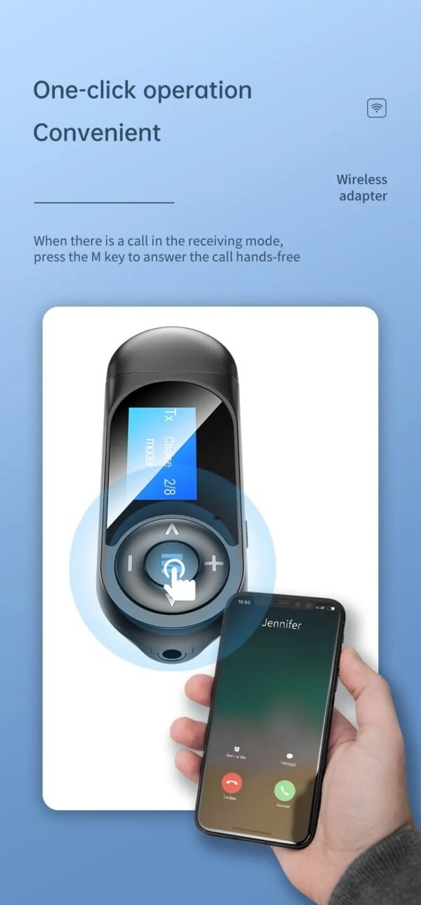 Bluetooth Receiver + Transmitter 2 In 1, Bluetooth adapter, connect to two devices, with display