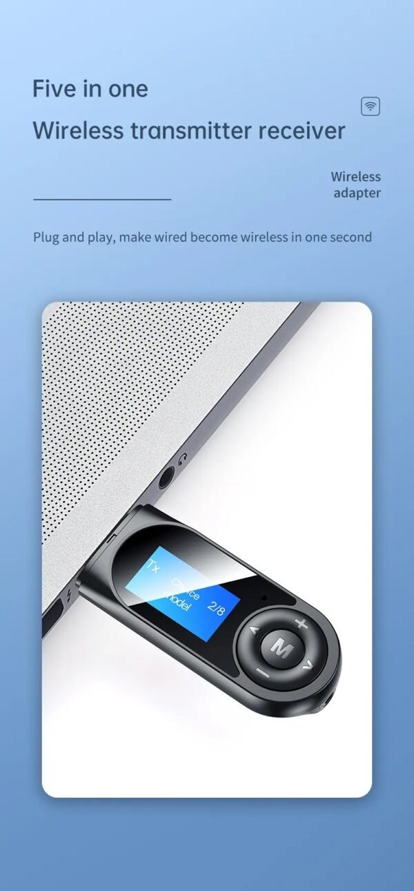Bluetooth Receiver + Transmitter 2 In 1, Bluetooth adapter, connect to two devices, with display