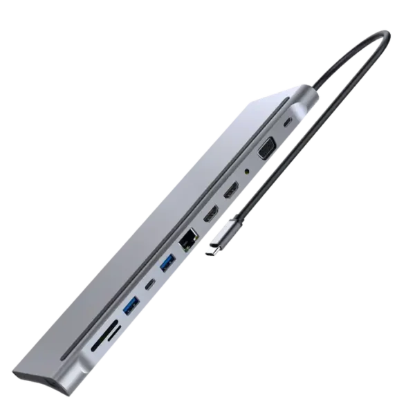12-in-1 USB-C Hub Adapter - USB C Docking Station with Dual HDMI