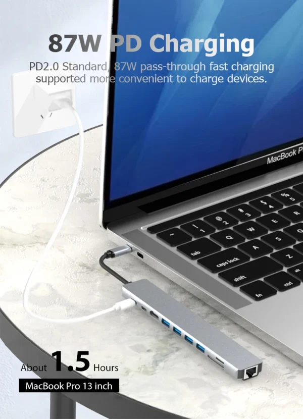 Docking Station with HDMI 4K- USB C HUB 10 in 1