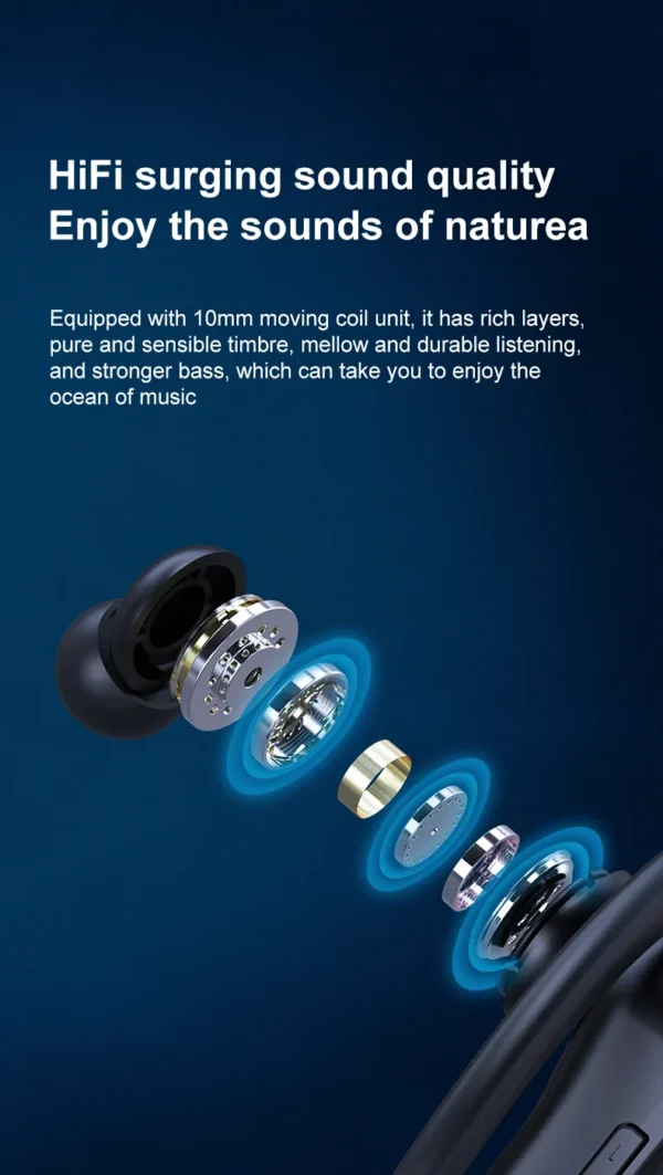 Anti-Fall Sport Earphones with Secure Hooks & 15h Long Battery Life for Active Use