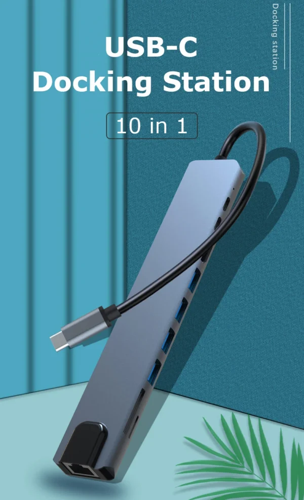 Docking Station with HDMI 4K- USB C HUB 10 in 1