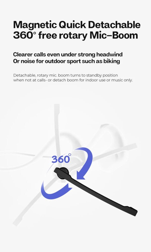 Wireless on-ear headphones with detachable microphone - Open Ear sports headphones - Bluetooth headphones