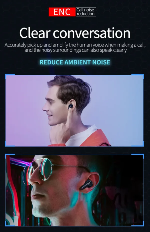 Gaming ENC BT5.2 Wireless Earbuds – Low Latency, Clear Communication, and Superior Comfort