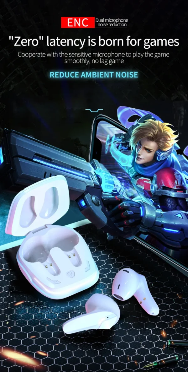 Gaming ENC BT5.2 Wireless Earbuds – Low Latency, Clear Communication, and Superior Comfort