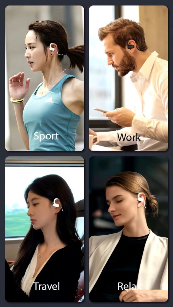 Wireless on-ear Earphones - with charging case - Bluetooth Earphones - Suitable for Apple and Android - Touch Control Open Ear waterproof earphones Earphones