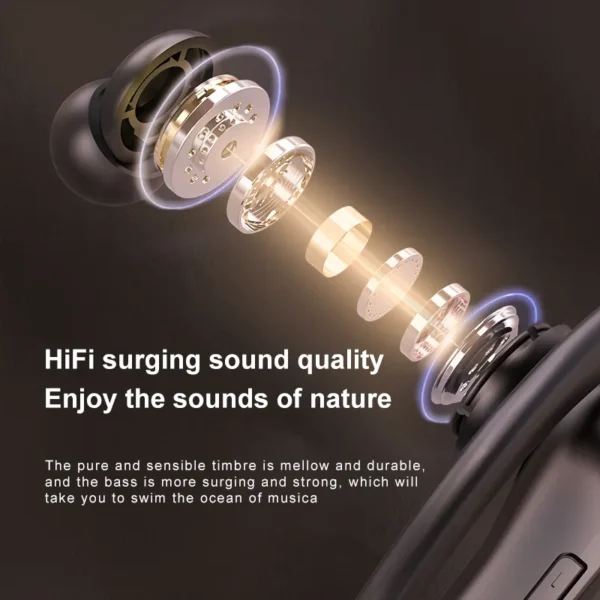 Anti-Fall Sport Earphones with Secure Hooks & 15h Long Battery Life for Active Use