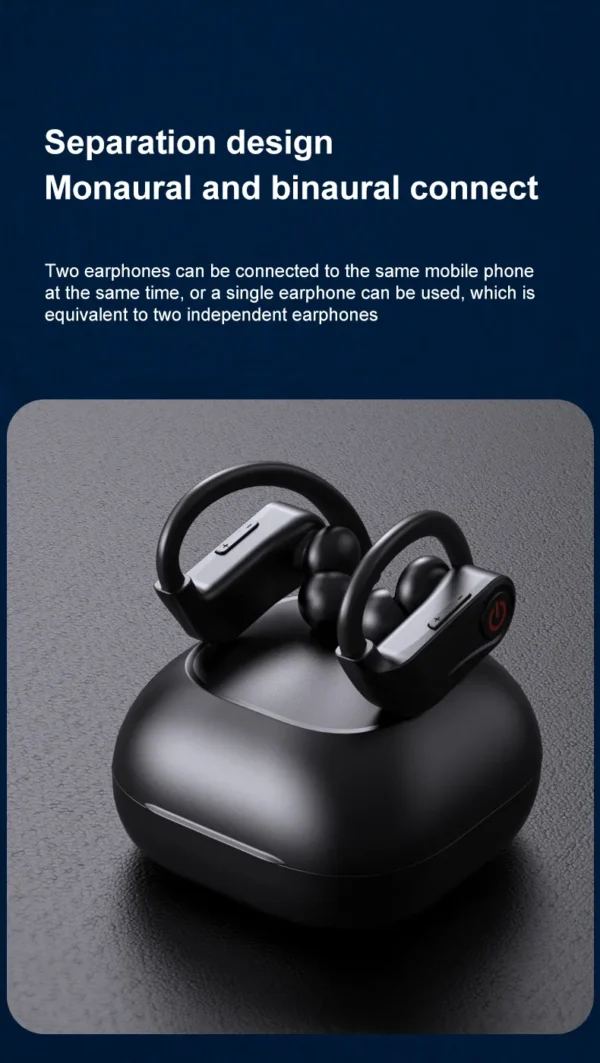 Anti-Fall Sport Earphones with Secure Hooks & 15h Long Battery Life for Active Use