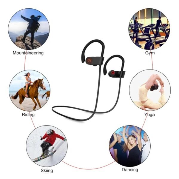 Sports Ear hook Earphone sweat-Proof Waterproof Bluetooth 5.3 Stereo Earbuds – Secure Fit for Sports & Gym