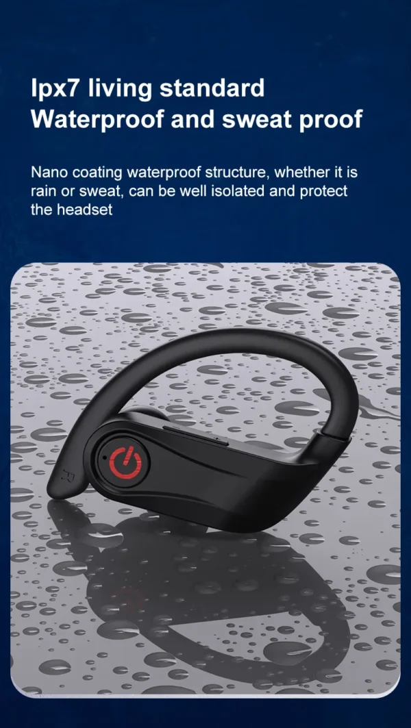 Anti-Fall Sport Earphones with Secure Hooks & 15h Long Battery Life for Active Use