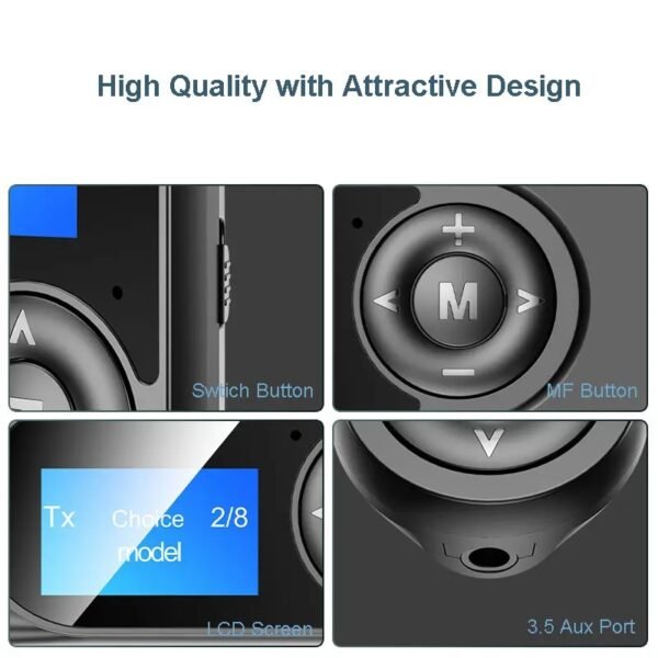 Bluetooth Receiver + Transmitter 2 In 1, Bluetooth adapter, connect to two devices, with display