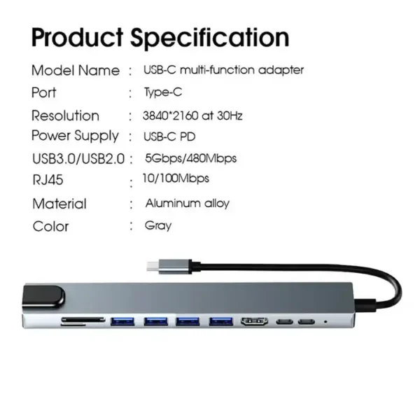 Docking Station with HDMI 4K- USB C HUB 10 in 1