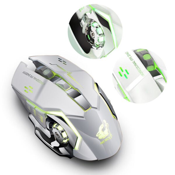 Draadloos+bluetooth gaming muis, ergonomisch ontwerp, stille klik, lichtgevende RGB, instelbare DPI, oplaadbare