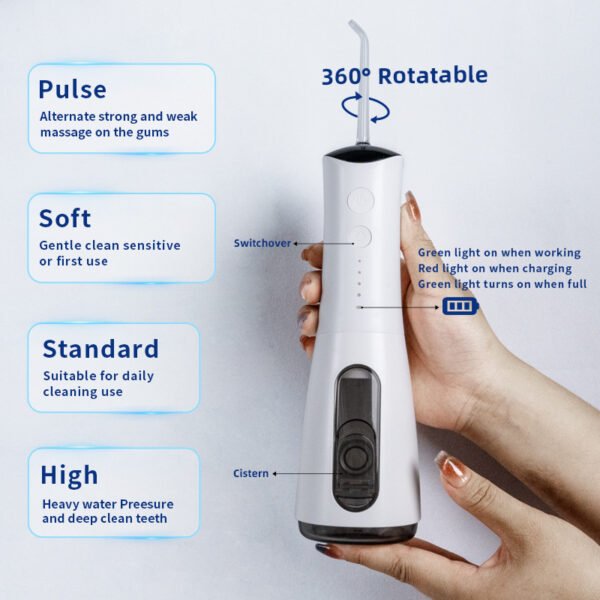 Waterflosser - Monddouche - Elektrisch Flosapparaat - Draadloos En Oplaadbaar - 5 Opzetstukken