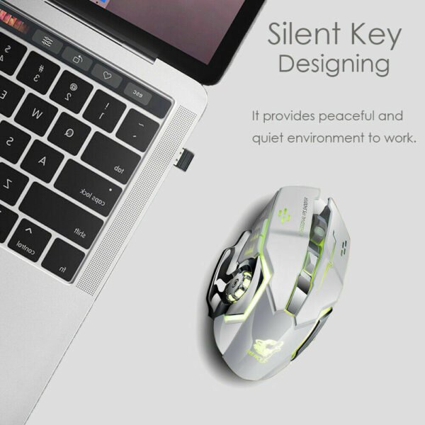 Draadloos+bluetooth gaming muis, ergonomisch ontwerp, stille klik, lichtgevende RGB, instelbare DPI, oplaadbare