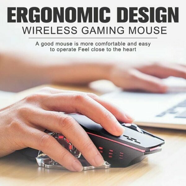 Draadloos+bluetooth gaming muis, ergonomisch ontwerp, stille klik, lichtgevende RGB, instelbare DPI, oplaadbare